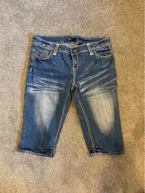 Y2K Z2 Jeans Embroidered Flap-pocket Capris - Size 13